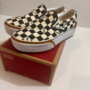 Vans Black and White Checkered Platform Shoes